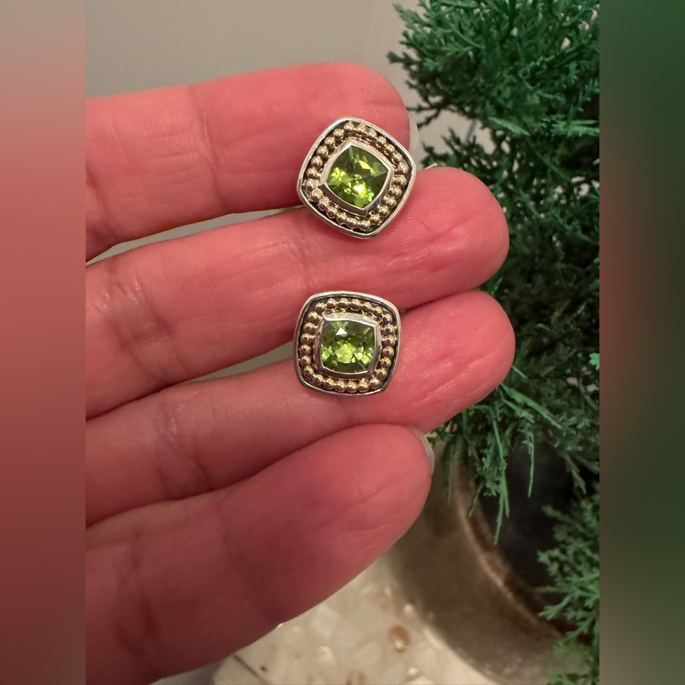 NWT LAGOS Rittenhouse peridot  Stud Earrings in Sterling Silver & 18K Gold